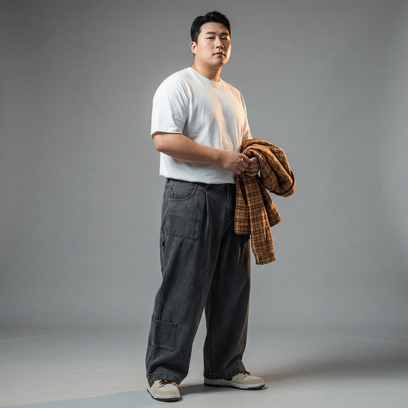Jeans droit homme coupe ample et large - Mode Coréenne Streetwear Koreanxwear - Taille 3XL - Grande Taille