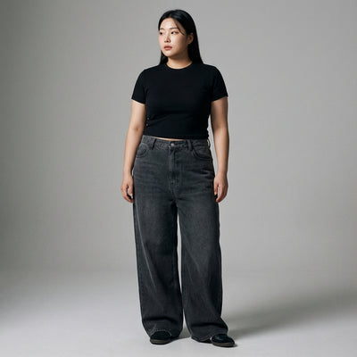 Jean large taille mi-haute pour homme en coton couleur foncée - Mode Coréenne Koreanxwear - Taille XXL - Grande Taille