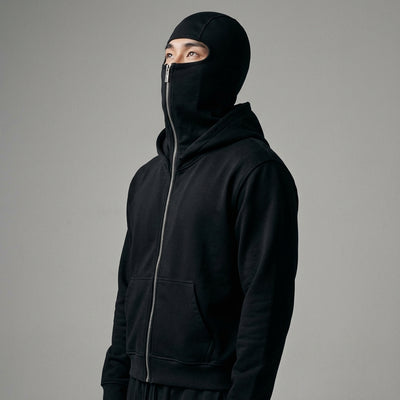 Sweat à capuche zippé noir pour homme - Style Coréen Koreanxwear - Taille M
