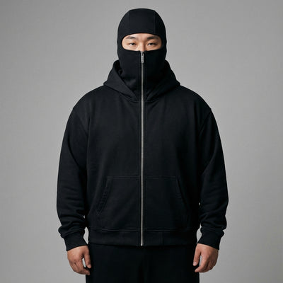 Sweat à capuche zippé noir pour homme - Style Coréen Koreanxwear - Taille XL - Grande Taille