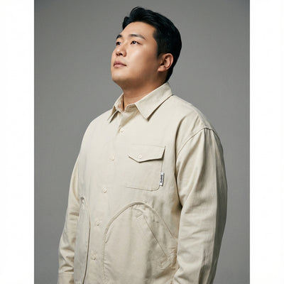 Chemise coréenne homme ample multi-poches en mélange de coton - Koreanxwear - Taille XXL - Grande Taille
