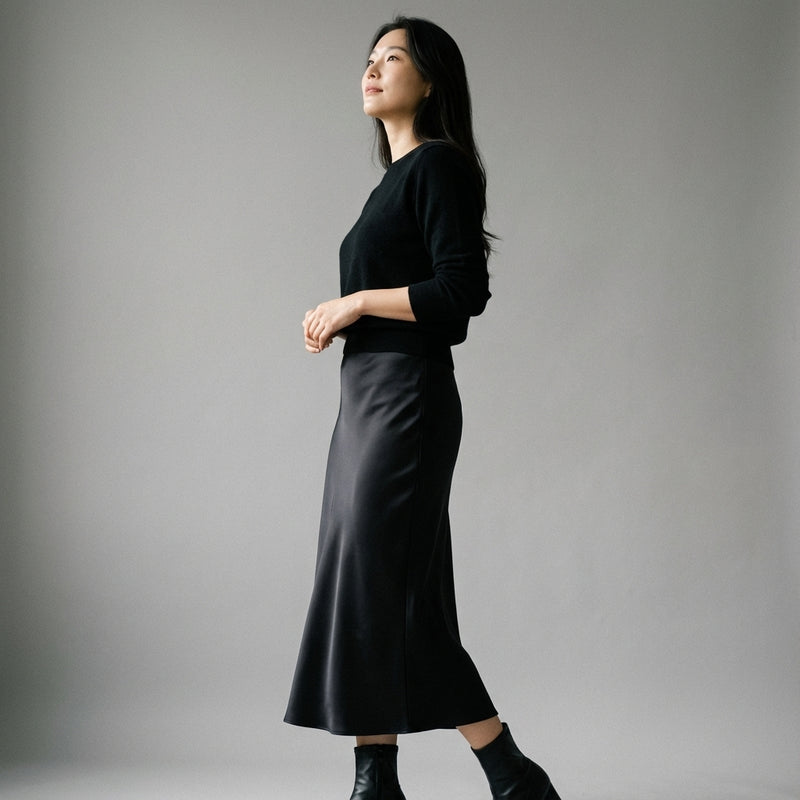 Jupe midi plissée taille haute pour femme - Mode Coréenne Koreanxwear - Taille L