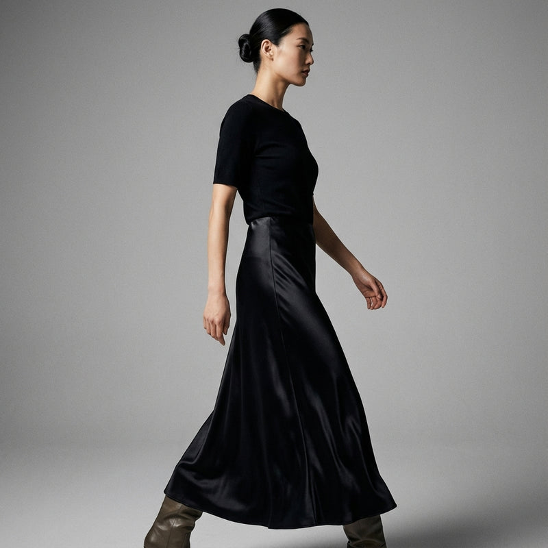 Jupe midi plissée taille haute pour femme - Mode Coréenne Koreanxwear - Taille M