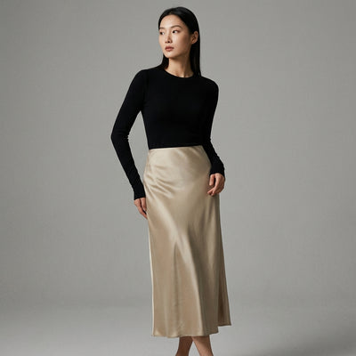 Jupe midi plissée taille haute pour femme - Mode Coréenne Koreanxwear - Taille L