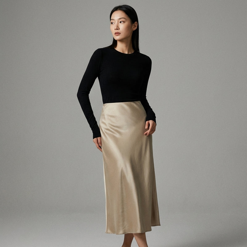 Jupe midi plissée taille haute pour femme - Mode Coréenne Koreanxwear - Taille L