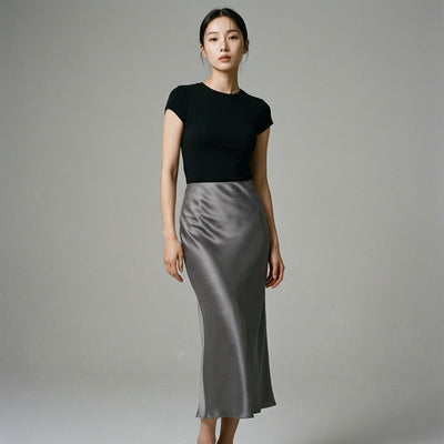 Jupe midi plissée taille haute pour femme - Mode Coréenne Koreanxwear - Taille S