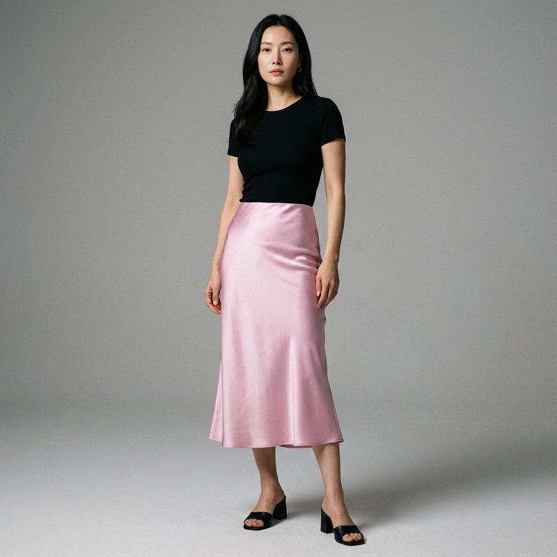 Jupe midi plissée taille haute pour femme - Mode Coréenne Koreanxwear - Taille L