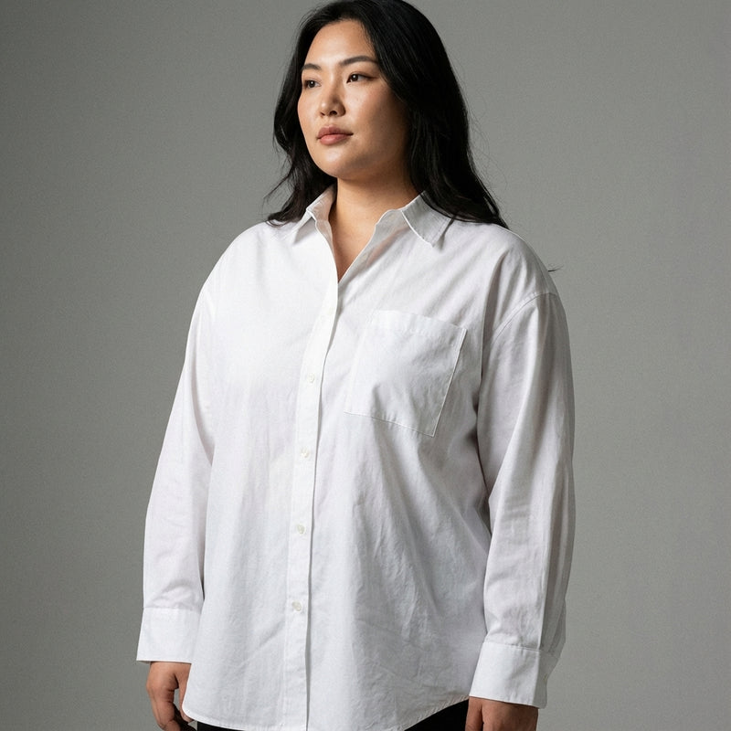 Chemisier cardigan Coréen femme blanc ample. Top élégant manches longues pour Koreanxwear. - Taille XL - Grande Taille