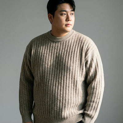 Pull homme coréen ample col rond couleur unie - Mode Coréenne Koreanxwear - Taille XL - Grande Taille