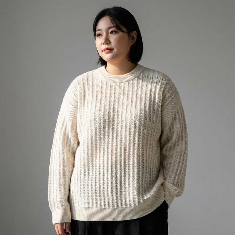 Pull homme coréen ample col rond couleur unie - Mode Coréenne Koreanxwear - Taille XL - Grande Taille