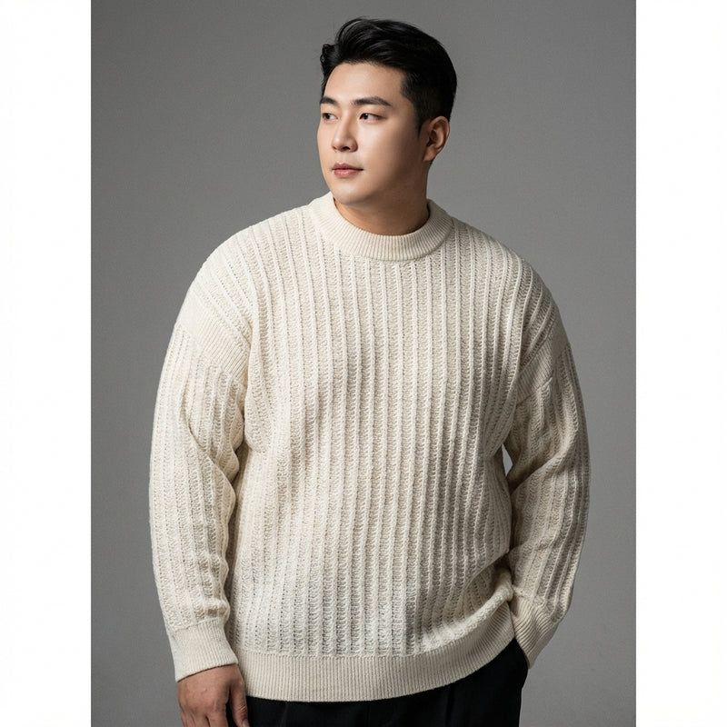 Pull homme coréen ample col rond couleur unie - Mode Coréenne Koreanxwear - Taille XXL - Grande Taille