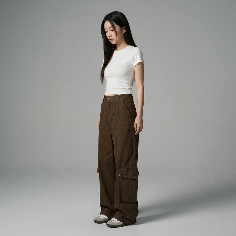 Pantalon cargo coréen femme denim noir avec poches - Style streetwear Koreanxwear - Taille S