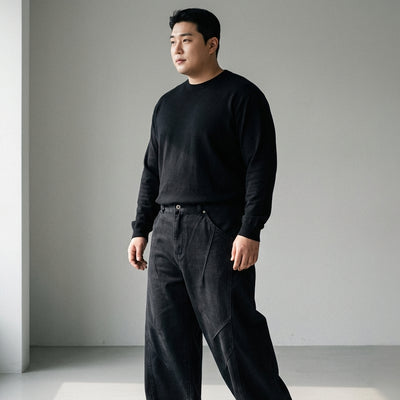 Pantalon plissé homme coréen large gris. Mode streetwear coréenne Koreanxwear. - Taille XL - Grande Taille