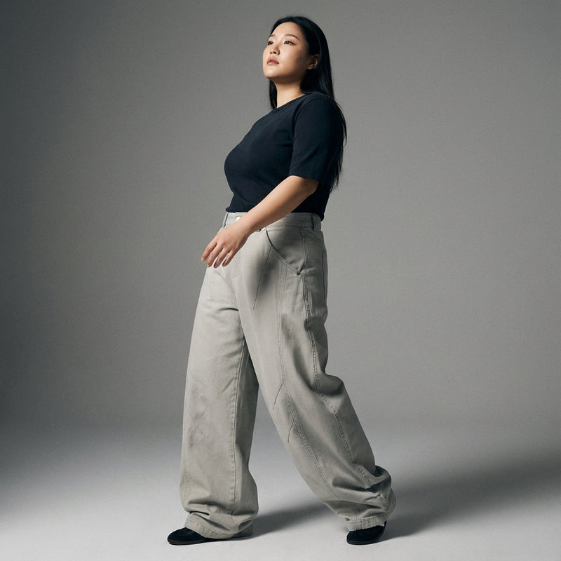 Pantalon plissé homme coréen large gris. Mode streetwear coréenne Koreanxwear. - Taille XXL - Grande Taille