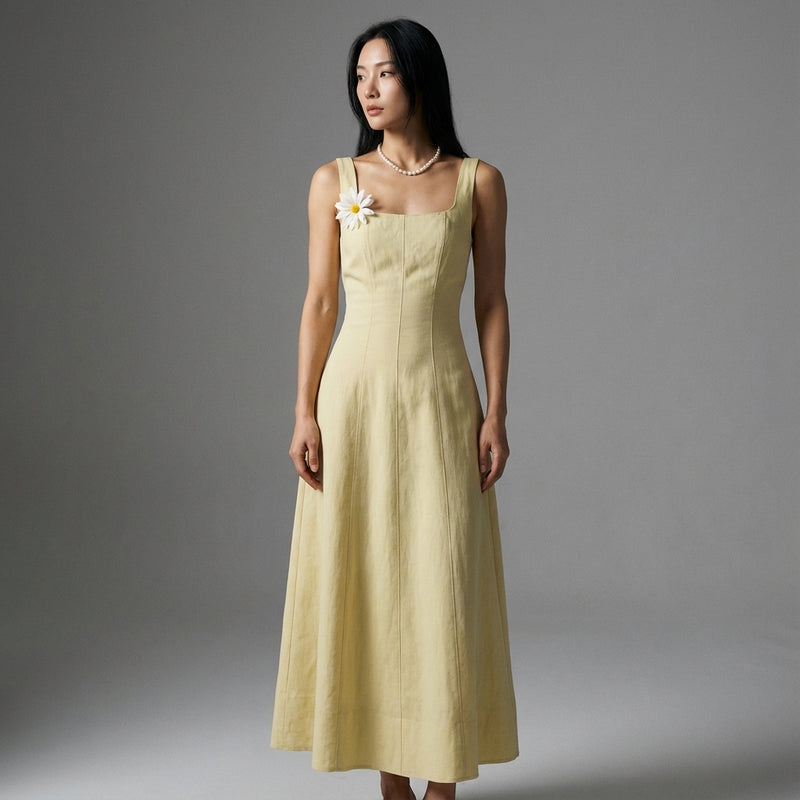 Ensemble gilet jupe longue femme Coréenne jaune clair élégant - Koreanxwear - Taille L