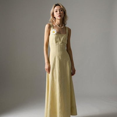 Ensemble gilet jupe longue femme Coréenne jaune clair élégant - Koreanxwear - Taille S