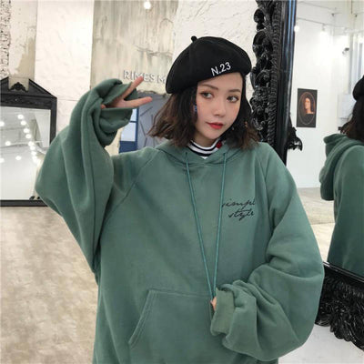 Hoodie Coréen Big Iridescence Vert