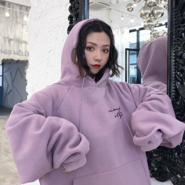 Hoodie Coréen Big Iridescence Violet