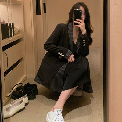 Blazer à rayures - KoreanxWear