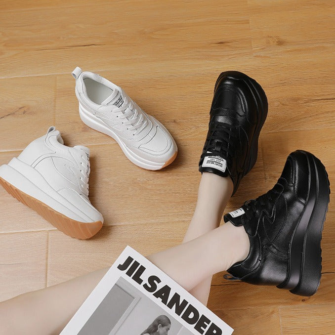 Sneakers compensées en cuir - KoreanxWear