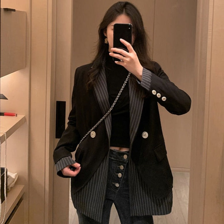 Blazer à rayures - KoreanxWear