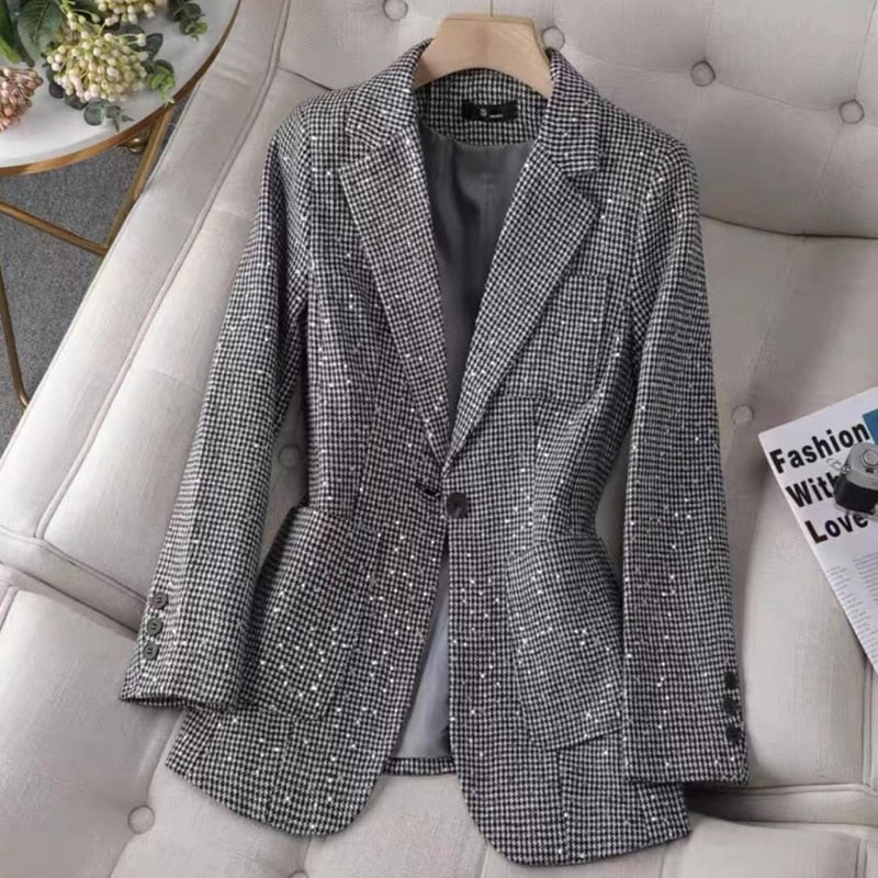 Blazer pied-de-poule coréen - KoreanxWear