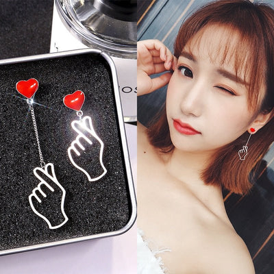 Boucles d'oreilles KPOP Finger Heart - KoreanxWear