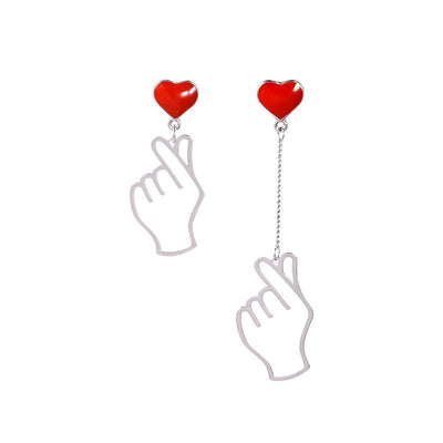 Boucles d'oreilles KPOP Finger Heart - KoreanxWear