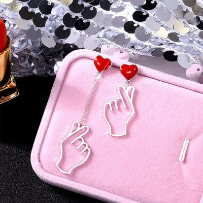 Boucles d'oreilles KPOP Finger Heart - KoreanxWear