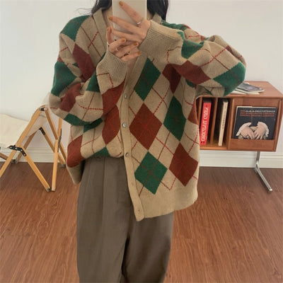 Cardigan coréen à carreaux - KoreanxWear