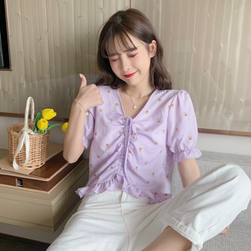 Chemise coréenne aegyo violette