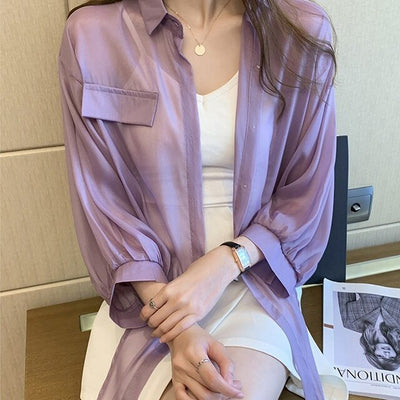 Chemise coréenne satinée - KoreanxWear