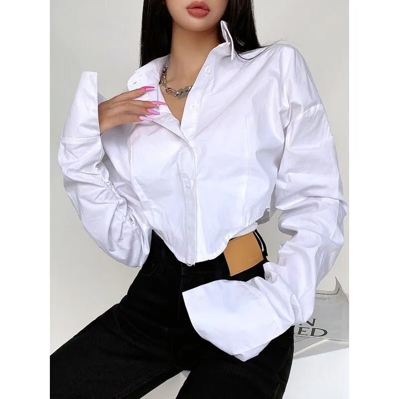 Chemise crop top coréenne - KoreanxWear