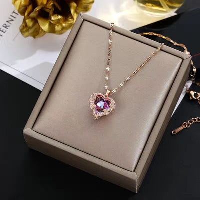 Collier coeur en crystal - KoreanxWear