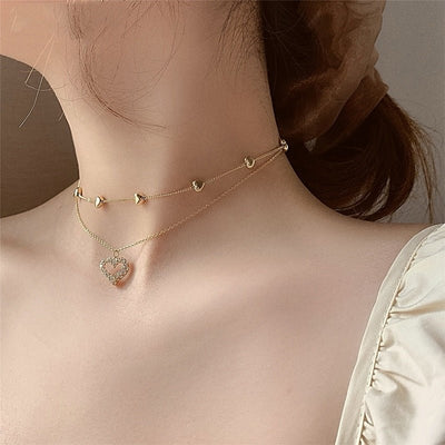 Collier papillon double chaînes en argent - KoreanxWear