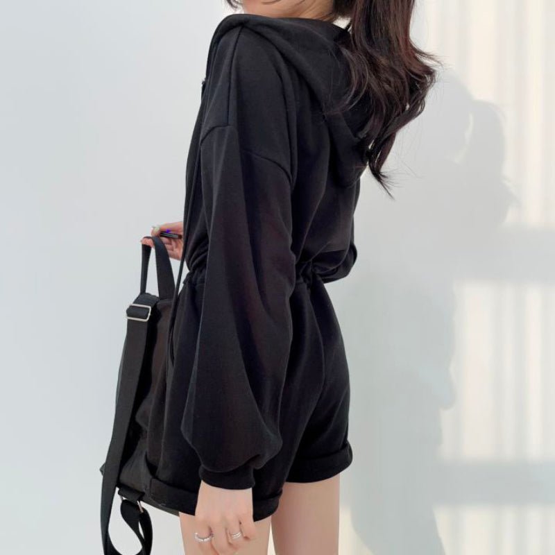 Combishort coréenne sweat noir