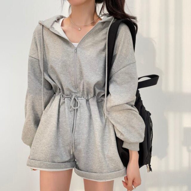 Combishort coréenne sweat gris