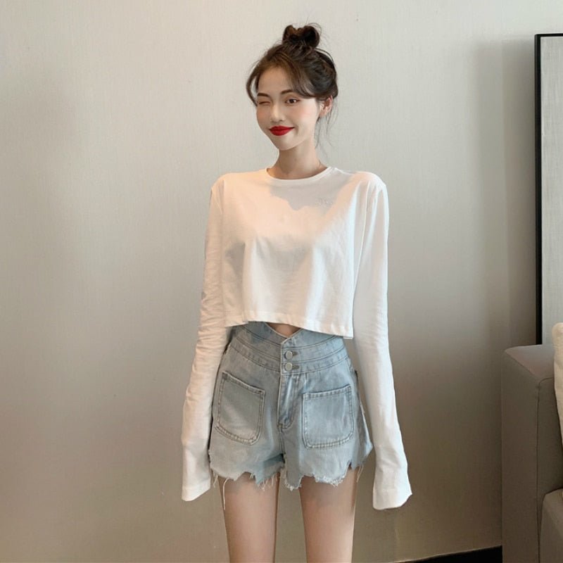 Crop top à manches longues - KoreanxWear