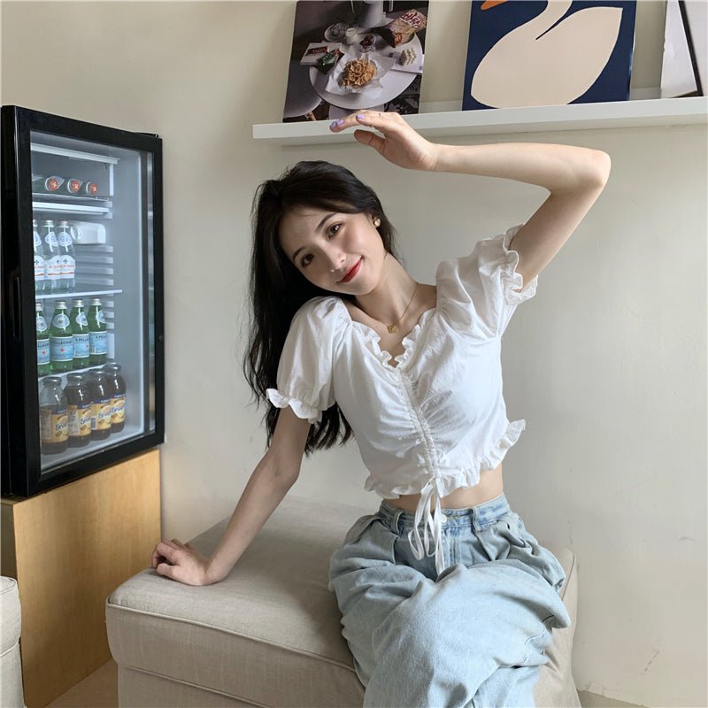 Crop Top coréen à lacets - KoreanxWear