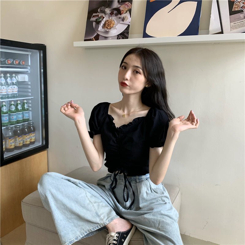 Crop Top coréen à lacets - KoreanxWear