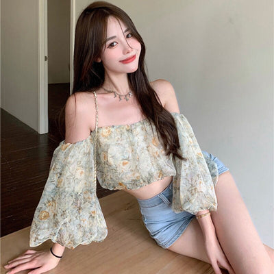 Crop top léger à fleurs - KoreanxWear