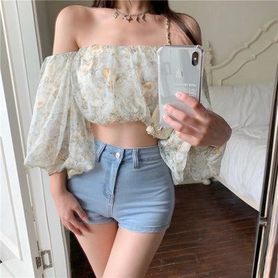 Crop top léger à fleurs - KoreanxWear