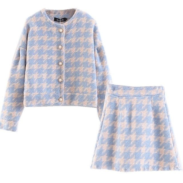 Ensemble Jupe et Veste Vintage Bleu