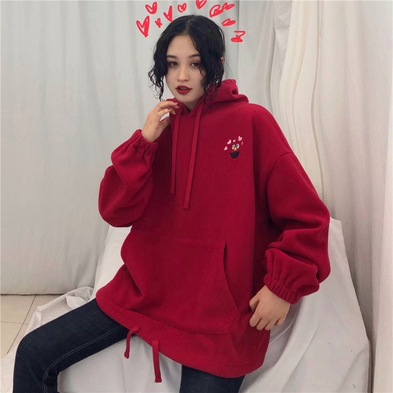 Hoodie Coréen Cartoon Rouge