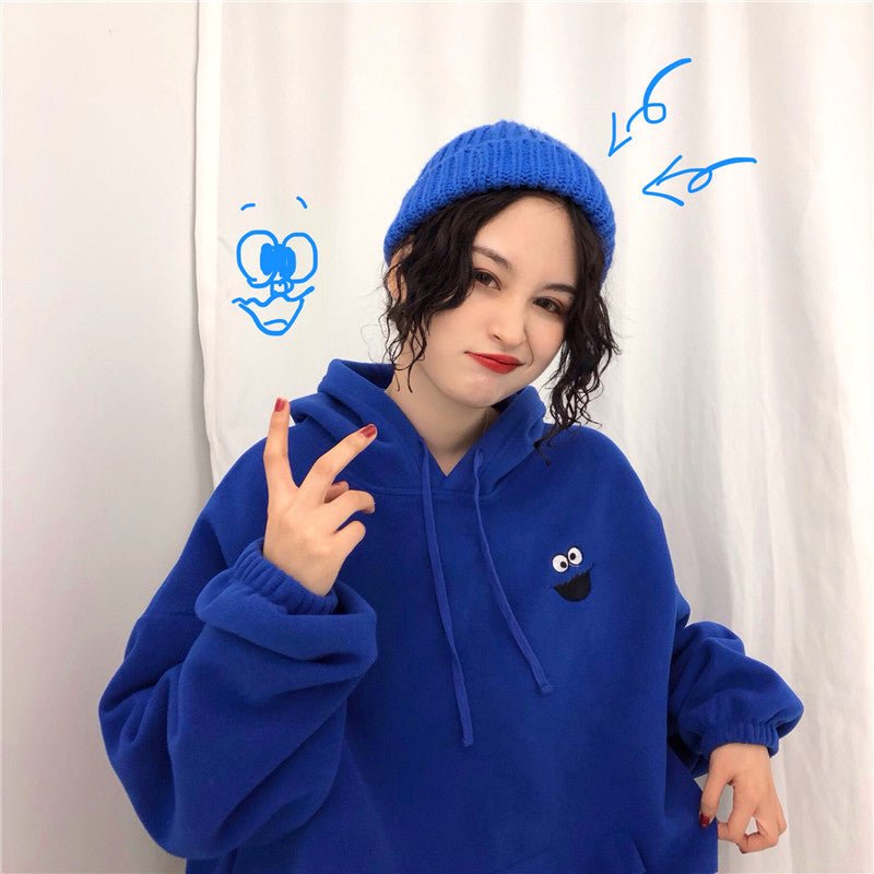 Hoodie Coréen Cartoon Bleu