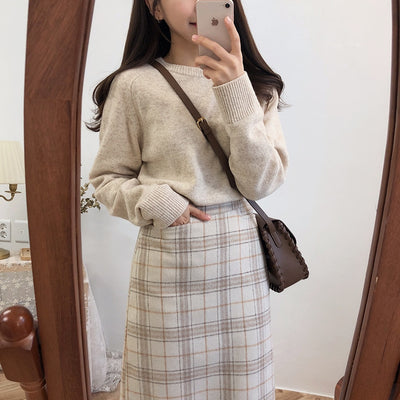 Jupe Vintage Plaid Beige