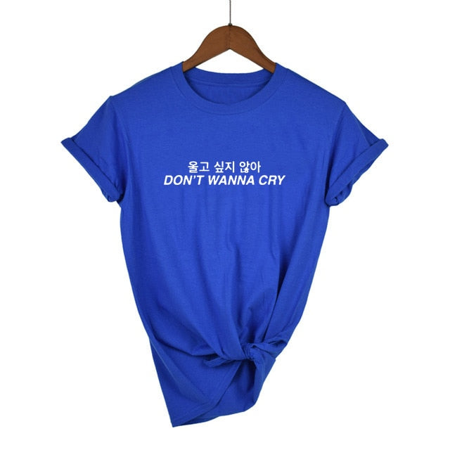 T Shirt Coréen Hangeul Bleu