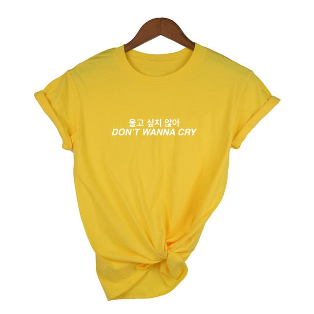 T Shirt Coréen Hangeul Jaune