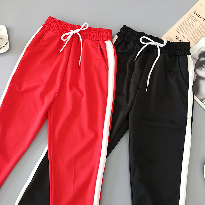 Pantalon Coréen Jogging Bandes Blanches