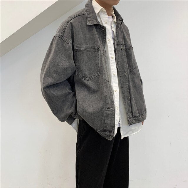 Veste en jeans coréenne gris